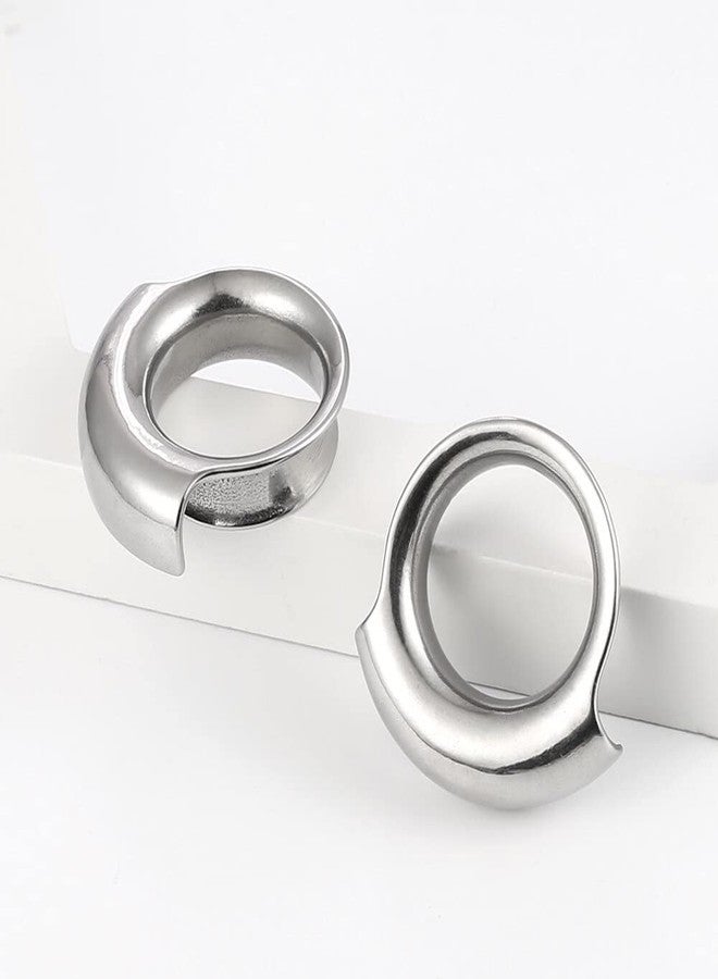 Earblity 2PCS 10mm/00g Silver Cuff Lobes Gauges for Stretched Ears Hypoallergenic 316 Stainless Steel Ear Body Piercing Jewelry for Women Men - Image 5